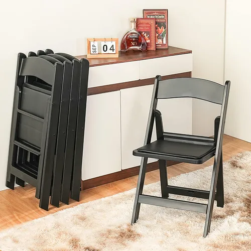 Allpop Paquete de 4 sillas plegables de resina con asiento acolchado de vinilo, capacidad de 550 libras, juego de sillas comerciales para fiestas,
