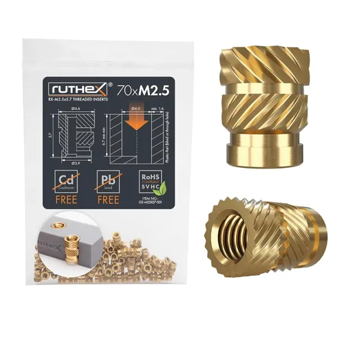 Vista 25 de ruthex Insertos roscados de 1/4 de pulgada – 20 piezas RX-1/4"-20x12.7 Insertos de latón para piezas de plástico – Tuercas moleteadas en pulgadas
