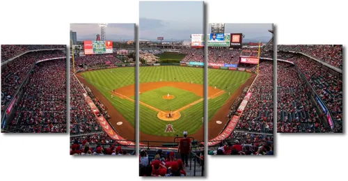 Vista 35 de TUMOVO T-MOBILE PARK - Arte de pared para sala de estar, lienzo de estadio de Seattle, 5 piezas, arte moderno de decoración de pared