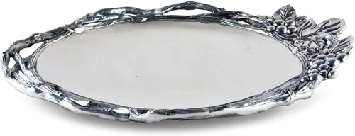 Vista 2 de Arthur Court Diseños de uva de aluminio abierta bandeja redonda grande 17 diámetro