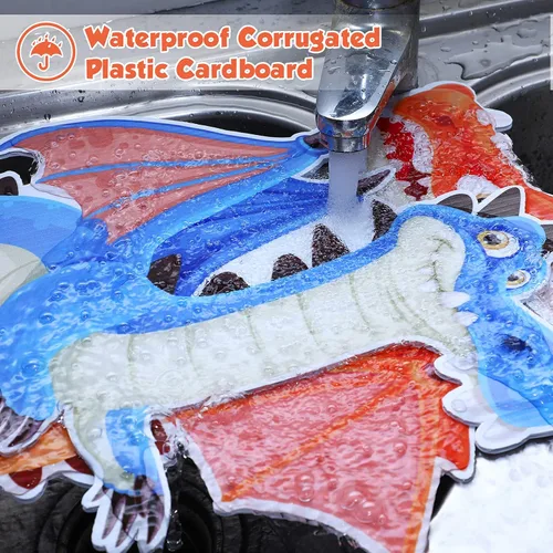 Vista 5 de 4 piezas de decoración de fiesta de dragón de dinosaurio, letrero de cumpleaños para patio, decoración de jardín al aire libre, suministros