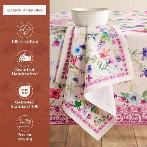 Vista 846 de Maison d' Hermine Juego de 4 servilletas de tela 100% algodón, suaves y duraderas, servilletas cuadradas reutilizables para uso diario, lavables