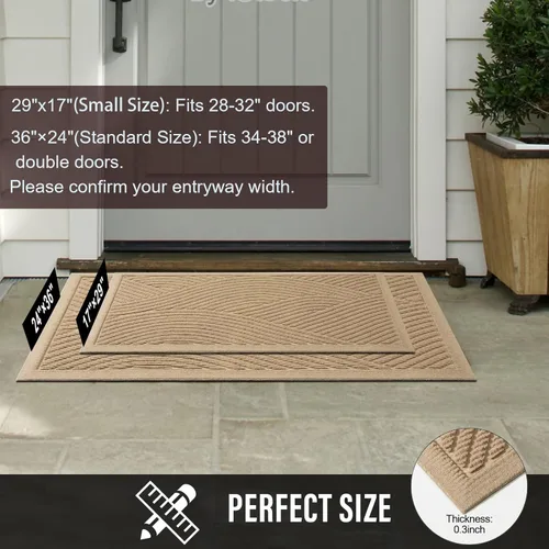 Vista 3 de HIYARD Tapete resistente para puerta delantera, absorbente, resistente a la suciedad fangosa, para puerta de bienvenida para interiores