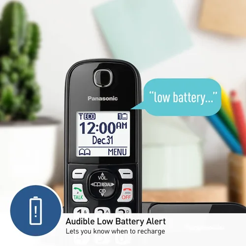 Vista 5 de Panasonic KX-TGD610B Sistema de teléfono inalámbrico, teléfono residencial expandible con bloqueo de llamadas, identificación de llamadas bilingüe