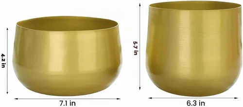 Vista 3 de Vixdonos Macetas de Metal para Flores Maceteros de Jardín Contenedores Redondos para Suculentas de Interior, Paquete de 2 Macetas para Cactus