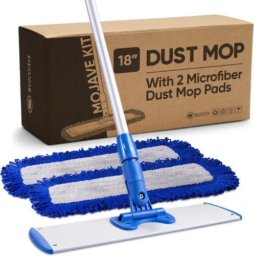 Sistema de mojave de microfibra Mojave de 18 pulgadas con 2 almohadillas para el polvo, limpia rápidamente madera dura, laminado, azulejos, piedra,