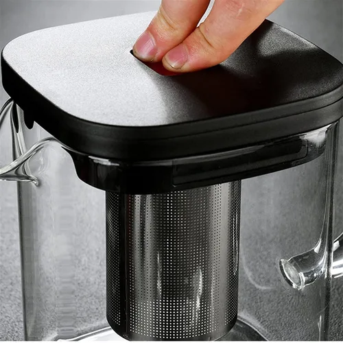 Vista 2 de Glass Teapot with Removable Stainless Steel Infuser Stovetop Safe Tea Kettle Square Tea Pot for Blooming Tea & Loose Leaf Tea