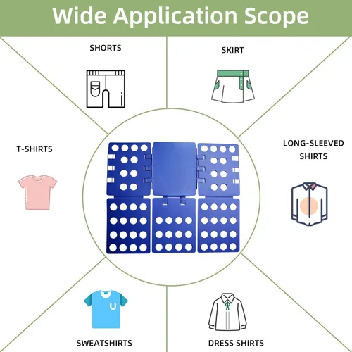 Vista 3 de GYE Tabla Plegable para Camisetas Carpeta de Ropa Organizador de Lavandería Herramienta Duradera de Plástico Tabla Plegable Fácil y Rápida para Azul