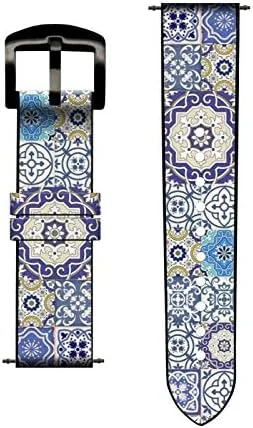 Vista 3 de CA0820 Moroccan Mosaic Pattern Leather & Silicone Smart Watch Band Strap for Samsung Galaxy Watch Watch3, Gear S3 Models Gear S3 Frontier Gear S3