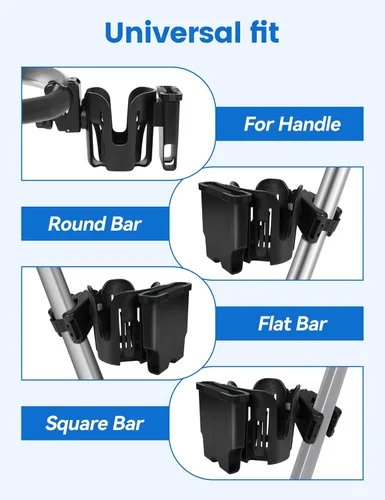 Vista 7 de Portavasos para silla de ruedas con soporte para teléfono, soporte para tazas 2 en 1, abrazadera giratoria de 360° con protección contra golpes