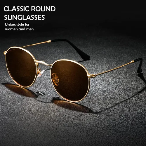 Vista 6 de Gafas de sol redondas pequeñas polarizadas para mujeres y hombres, marco retro clásico, protección UV