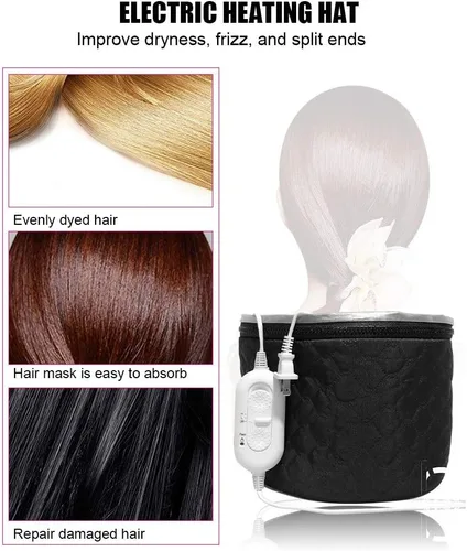 Vista 3 de Sombrero para el cuidado del cabello, calefacción eléctrica de 3 engranajes, temperatura ajustable, aceite caliente, tratamiento térmico, sombrero