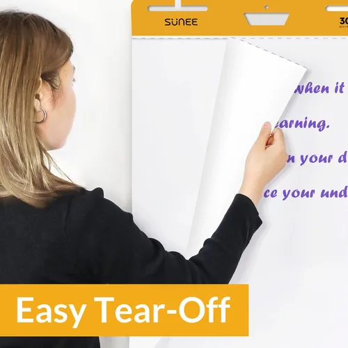 Vista 5 de SUNEE Almohadillas Adhesivas para Caballete, 25 x 30 pulgadas, 30 hojas/bloc, paquete de 4 – Papel Autoadhesivo de Rotafolio para Pizarras Blancas