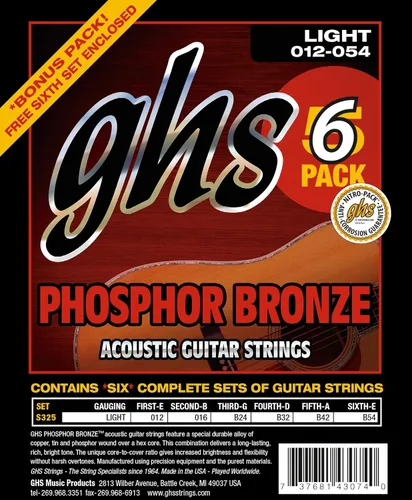 Vista 17 de GHS Strings – Cuerdas para guitarra acústica de bronce fosforado – Tono cálido y rico, equilibrado y duradero - Para acústica, dedos, punteo