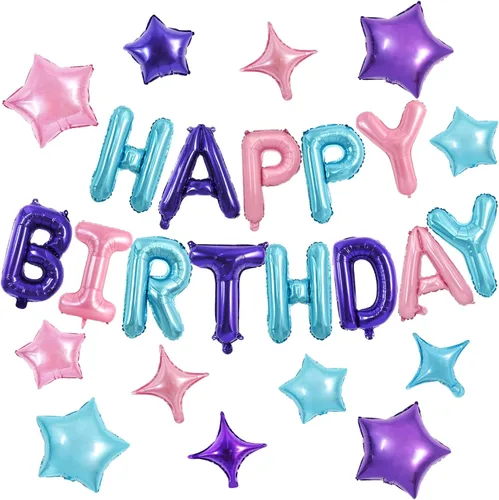 Vista 83 de TONIFUL Pancarta de Globos Negros de Feliz Cumpleaños de 16 Pulgadas con Letras de Papel de Aluminio Mylar, Cartel Banderín Reutilizable