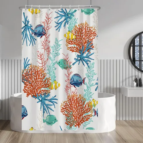 Vista 133 de Baocicco Cortina de ducha de mármol azul abstracto a rayas, decorativa, textura de lujo, línea moderna, decoración de acuarela, juego de cortinas