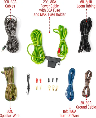 Vista 6 de BOSS Audio Systems BP8K - Kit de cableado de instalación de amplificador de coche de calibre 8: un kit de cables para amplificador de automóvil te
