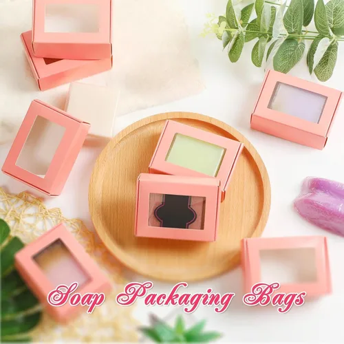 Vista 137 de Zonon 30 piezas de cajas de jabón para embalaje casero, mini cajas de regalo de papel kraft con ventana para panadería, caramelos, fabricación