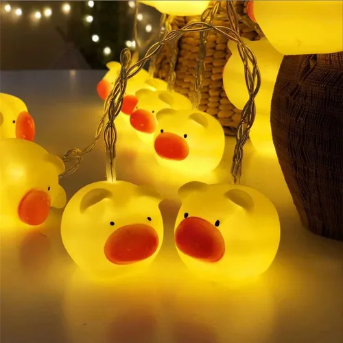 INS - Cadena de luces con forma de animal de perro y cerdo de pato con pilas, cadena de luces nocturnas para habitación de los niños, luces de