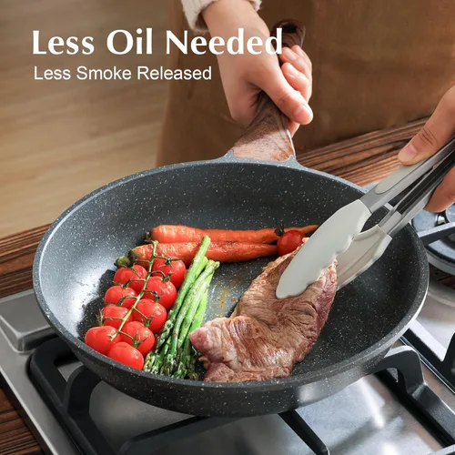 Vista 2 de SENSARTE Sartén antiadherente con tapa, sartén para tortilla con tapa, sartén de chef para cocina saludable, sartén antiadherente de cocina, libre