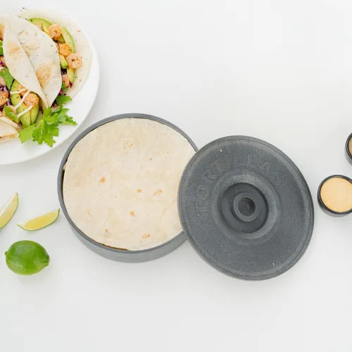 Vista 6 de Restaurantware Calentador de tortillas de 8.5 x 2.3 pulgadas, 1 soporte para tortilla para microondas, tapa incluida, soporte de tortilla