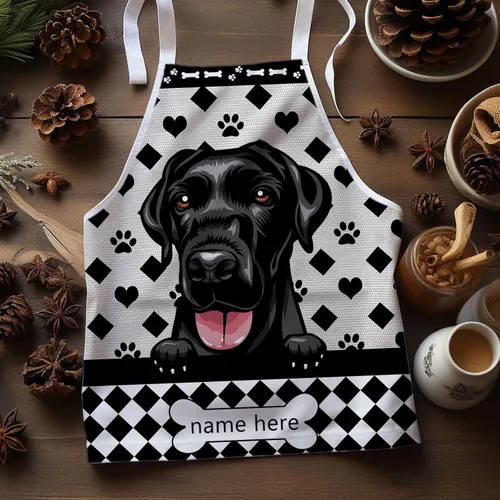 Vista 4 de Delantal de lunares de perro personalizado lindo perro salchicha, perro salchicha 3