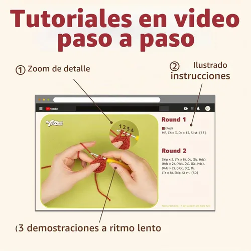 Vista 2 de Yeezhee Kit de ganchillo para principiantes, kit de iniciación de Granny Square con tutoriales en video paso a paso, kit de tejido para adultos