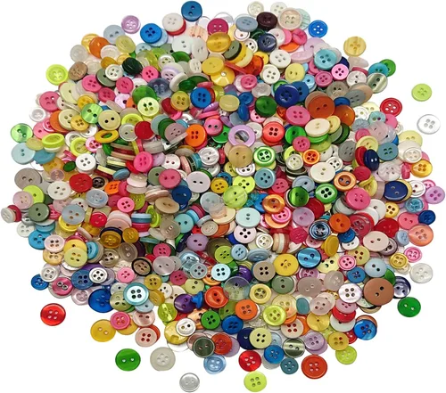 1000 piezas de botones de resina, botones redondos de manualidades de varios tamaños para coser manualidades DIY, pintura manual de botones para