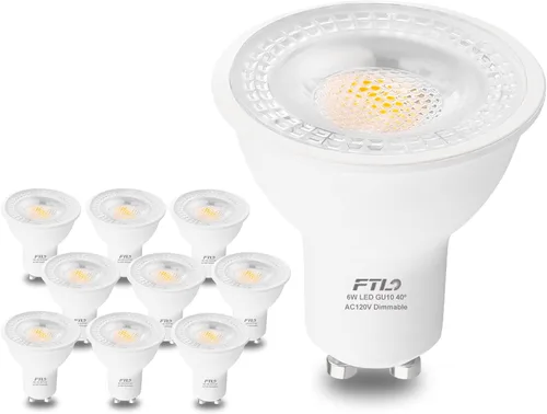 FTL Paquete de 10 bombillas LED GU10 de 5000 K luz diurna blanca regulable, 6 W, 600 lúmenes, 50 W, bombillas halógenas de repuesto para iluminación
