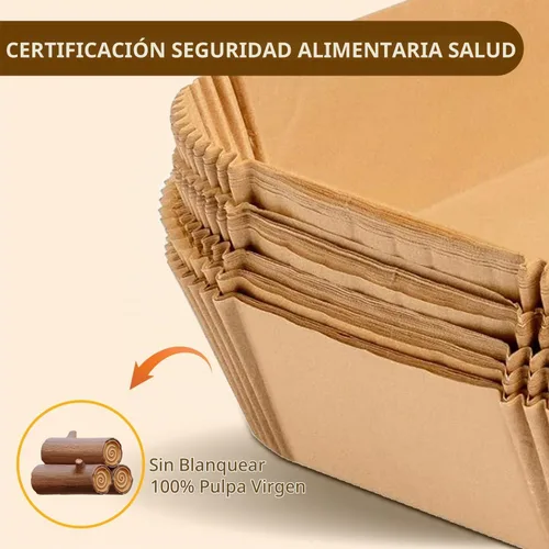 Vista 4 de Forros desechables para freidora de aire, 100 forros de papel para freidora de aire, revestimientos de papel pergamino antiadherentes, accesorios