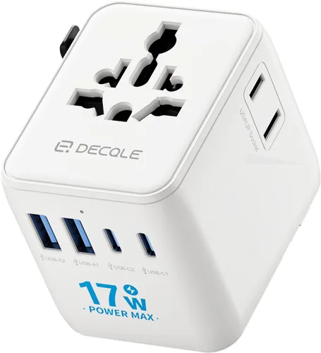Vista 16 de Adaptador de viaje universal, adaptador de enchufe de viaje internacional con 2 puertos USB-C y 2 puertos USB-A, con toma de corriente AC adicional