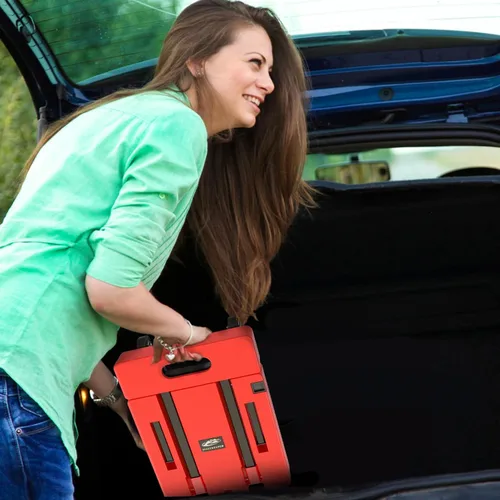 Vista 7 de SPACEKEEPER - Carrito de mano plegable, carrito de equipaje resistente de 500 libras, carrito de plataforma utilitario con 6 ruedas y 2 cuerdas