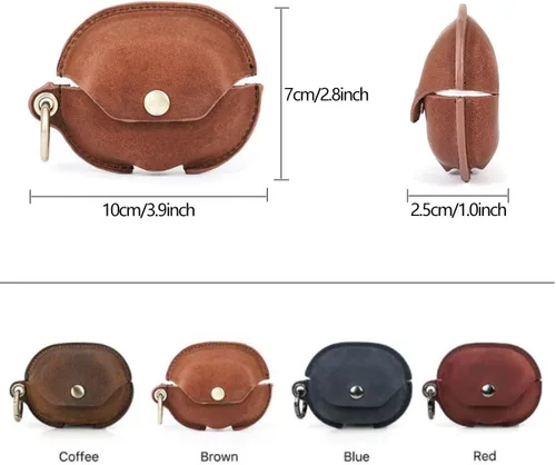 Vista 8 de Funda para Huawei FreeBuds Pro2, cuero genuino suave, compatible con Huawei FreeBuds Pro2 funda de carga inalámbrica, marrón