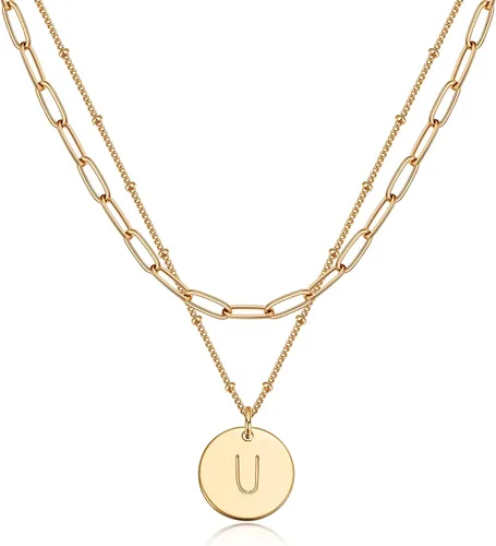 Vista 16 de Valloey Rover - Collares con inicial para mujer, chapado en oro de 14 K, con letra redonda, dije de disco de moneda de doble cara, grabado de la A a