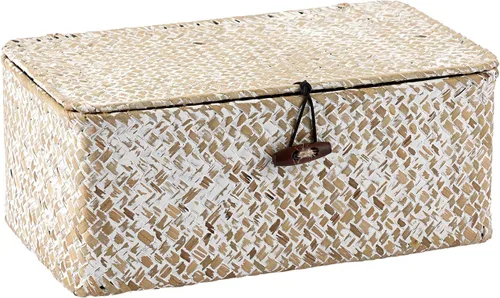 Vista 10 de Hipiwe Cesta de mimbre extra pequeña con tapa, cestas de almacenamiento de hierba marina natural, caja organizadora para el hogar, cesta