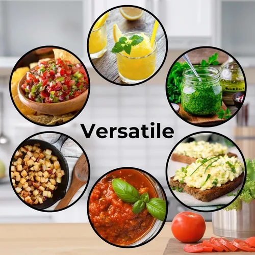 Vista 11 de Starfrit Pull Chopper - Procesador de alimentos manual multiusos - Sistema de tres cuchillas para un corte más rápido - De trozos grandes a puré