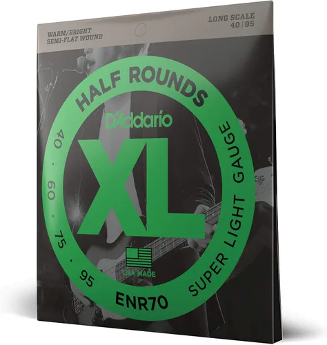 Vista 7 de D'Addario XL medias rondas cuerdas para bajo - ENR72 - escala larga - calibre mediano, 50-105