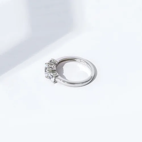 Vista 6 de Tienda Collection Platinum or Gold Plated Sterling Silver Round 3-Stone Ring made with Infinite Elements Cubic Zirconia