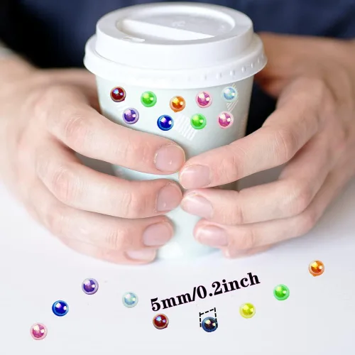 Vista 4 de 1000 piezas de 5 mm, cuentas de perla media con parte trasera plana, cuentas de perla redondas y medias de plástico para manualidades, Café AB