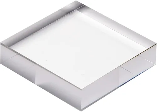 Vista 2 de CiaoHER Bloque de exhibición cuadrado de cubo acrílico de 1 pulgada de grosor, soporte de pedestal pulido transparente, base sólida de 4 x 4 x 1