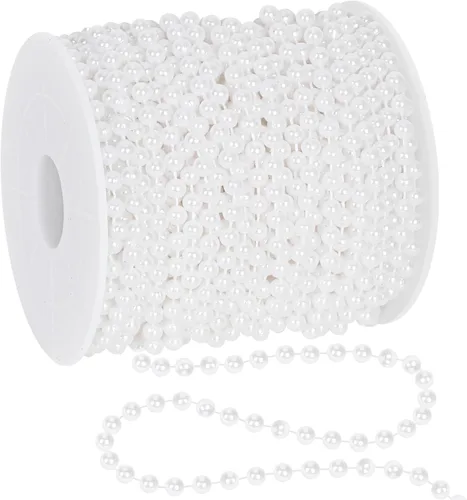 Vista 10 de Cuentas de árbol de Navidad de 100 pies, decoración de guirnalda dorada para árbol de Navidad, cuentas colgantes de plástico, guirnalda de cadena