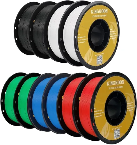 Vista 28 de Kingroon PLA - Filamento para impresora 3D, 10 carretes, precisión dimensional de +/- 0.02 mm, carrete de 10 kg (22 libras), 1.75 mm, 5 negro + 5