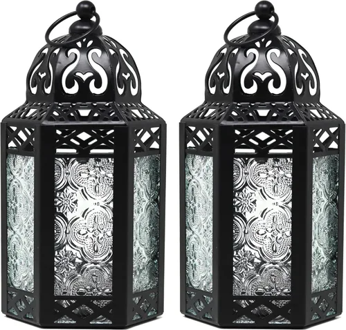 Vista 32 de VELA LANTERNS Farol portavelas decorativo, marroquí, gótico, morado, de 10.5 pulgadas, para mesa o colgar, decoración de Ramadán, decoración