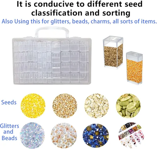 Vista 5 de CDIYTOOL Caja de almacenamiento de semillas, contenedor transparente de cuentas de semillas de plástico, organizador de almacenamiento de semillas