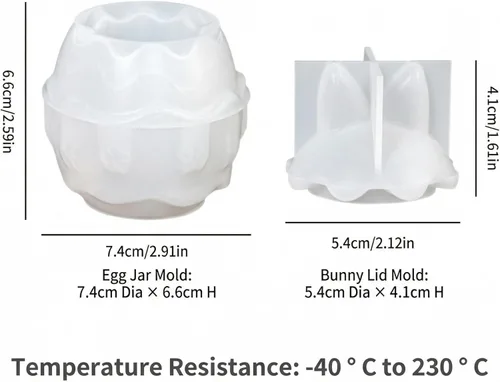 Vista 7 de Easter Bunny Egg Candle Jar Silicone Mold, 3D Rabbit Egg Resin Mold for DIY Candle Vessel, Storage Cup, Desktop Decor & Easter Craft Making