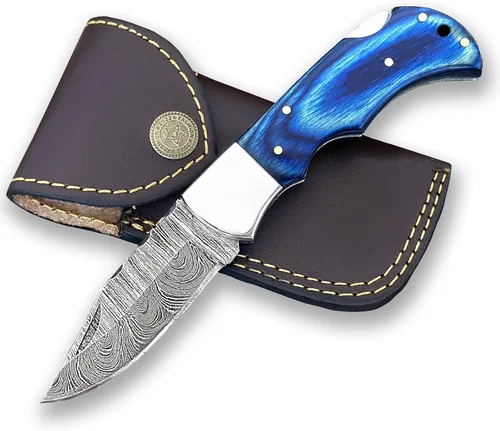 Vista 9 de Cuchillo plegable de bolsillo de acero de damasco WINTERFELL hecho a mano, cuchillos de alta calidad de 6.5 pulgadas, cuchillo de bolsillo pequeño