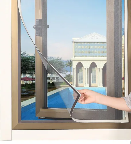 Vista 12 de Mosquitero magnético para ventana DIY malla de ventana ajustable malla de repuesto para ventana se ajusta hasta 32 x 23 pulgadas, marcos blancos