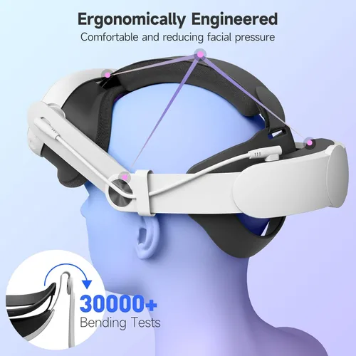 Vista 5 de Battery Head Strap for Meta Quest 3, 10000 mAh Rechargable Headstrap to Extend Playtime and Comfort for VR Headset Elite Strap Replacement