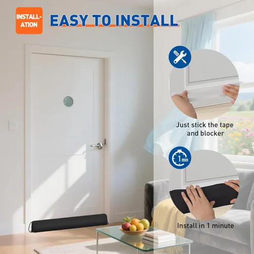 Vista 9 de MAGZO Tope de puerta de 30 pulgadas, paquete de 2 serpientes triangulares con peso para bloqueador de ruido de invierno con trabillas de gancho