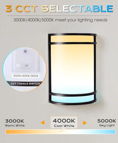 Vista 3 de CLOUDY BAY Aplique de pared LED de 3 colores, iluminación de pared, 3000 K/4000 K/5000 K, lámpara de pared ajustable de temperatura de color, 15 W